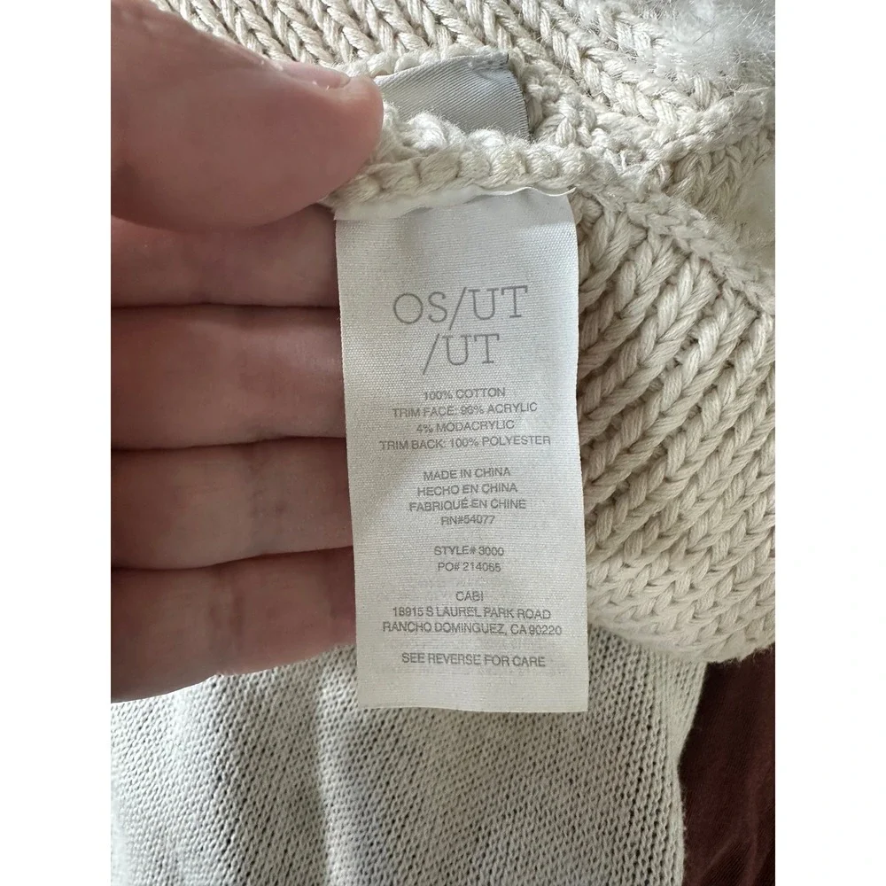 Cabi Scarf Women OS Cream Infinity Faux Fur Trim Knit 3000 Winter Cozy Accessory